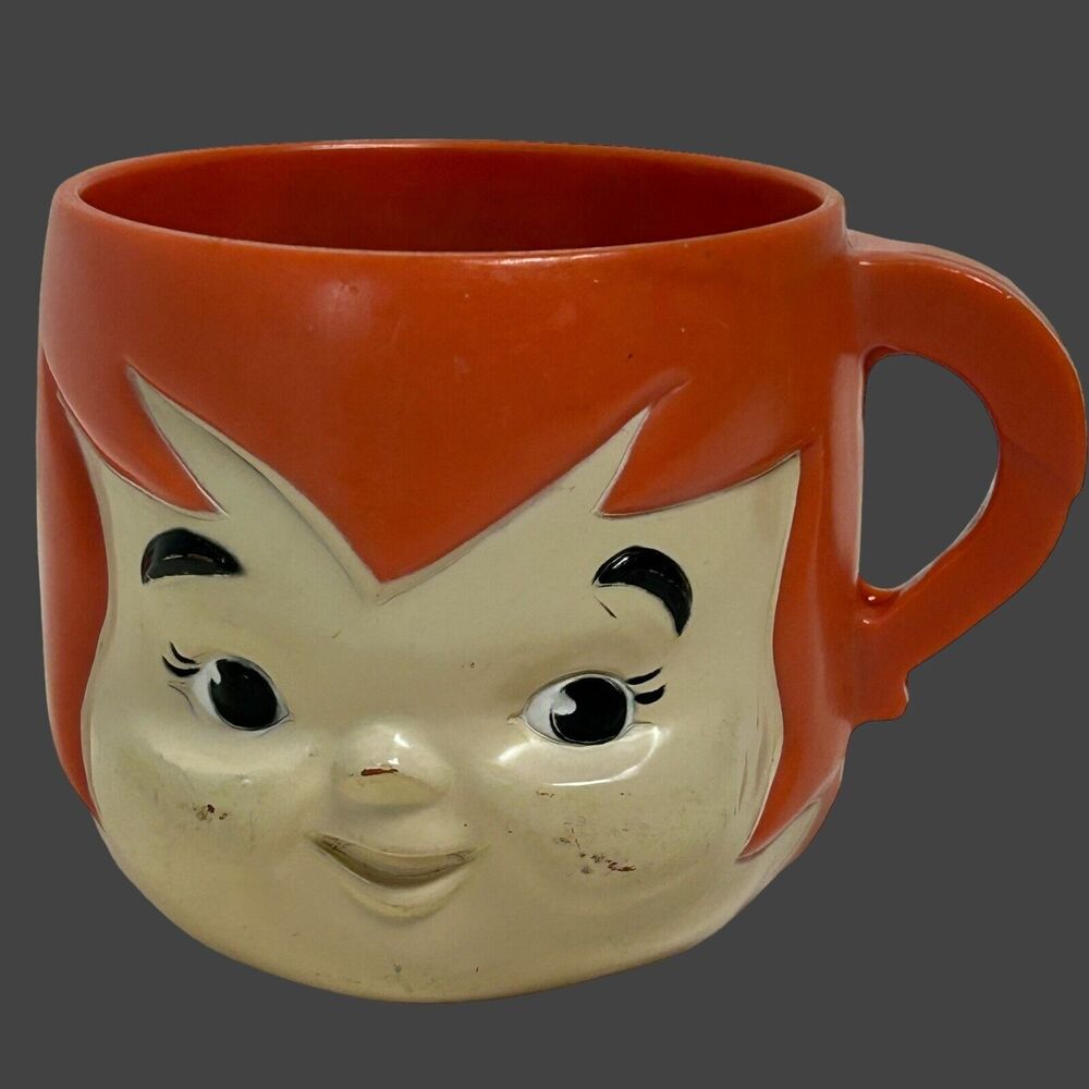 Vintage 1972 Hanna-Barbera Flintstones Vitamins Promotional Plastic Pebbles Mug